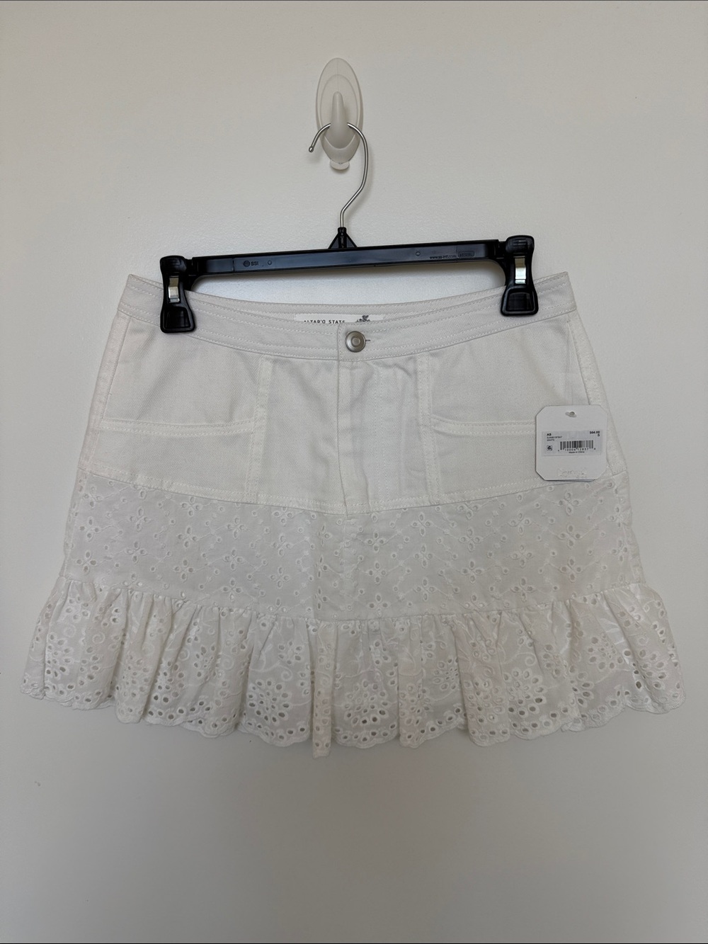 Altar'd State Cream Button-Front Mini Skirt